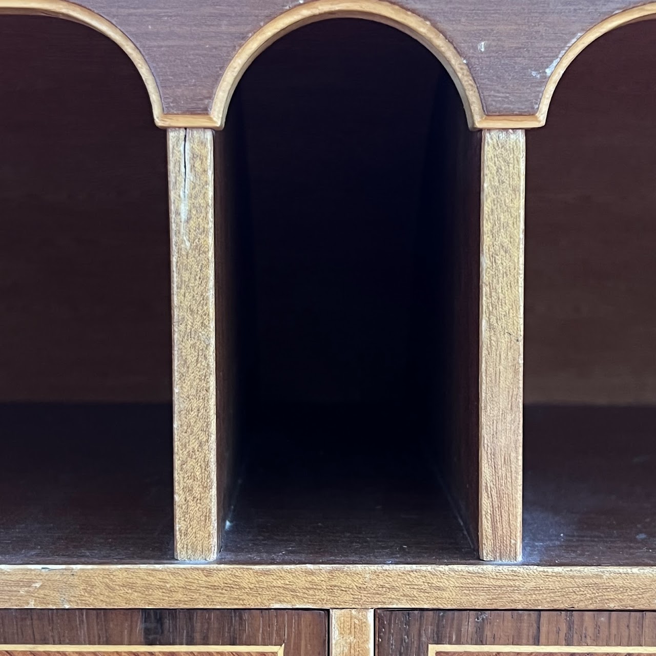 Italianate Marquetry Inlaid Roll-Top Secretaire Desk