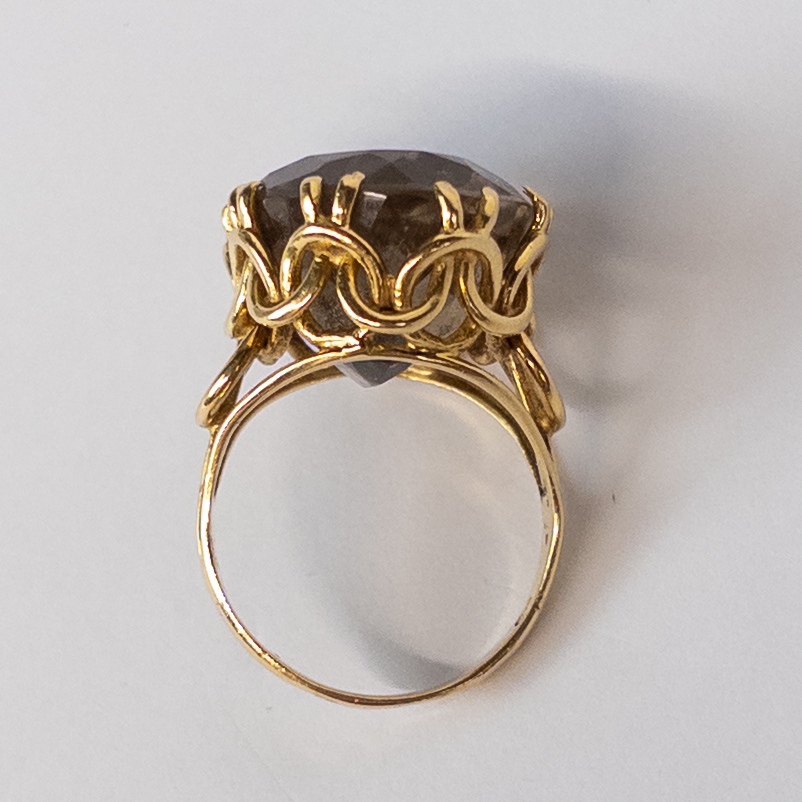 18K Gold and Smoke Quartz Cocktail Ring