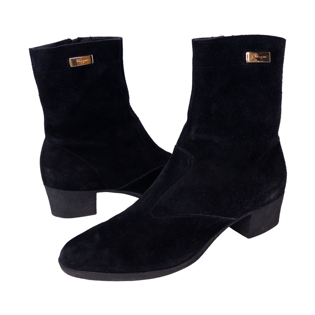 Salvatore Ferragamo Black Suede Ankle Boots