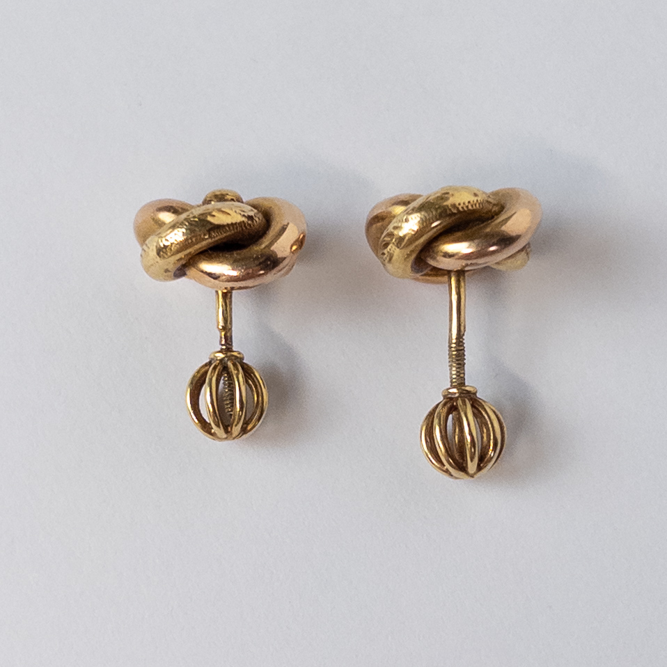 14K Bi-Color Gold Knot Earrings