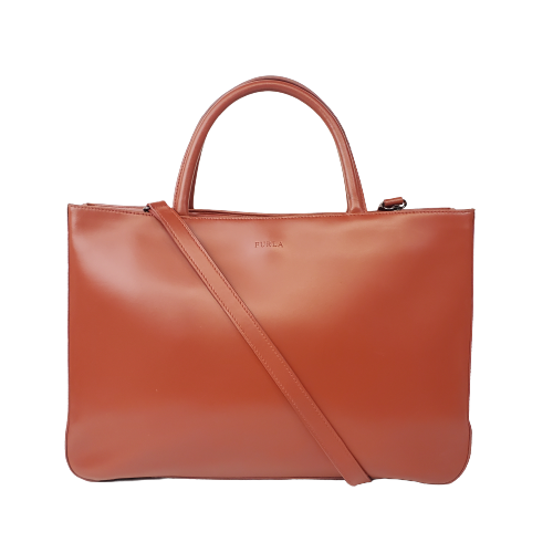 Furla Brick Red Structured Tote