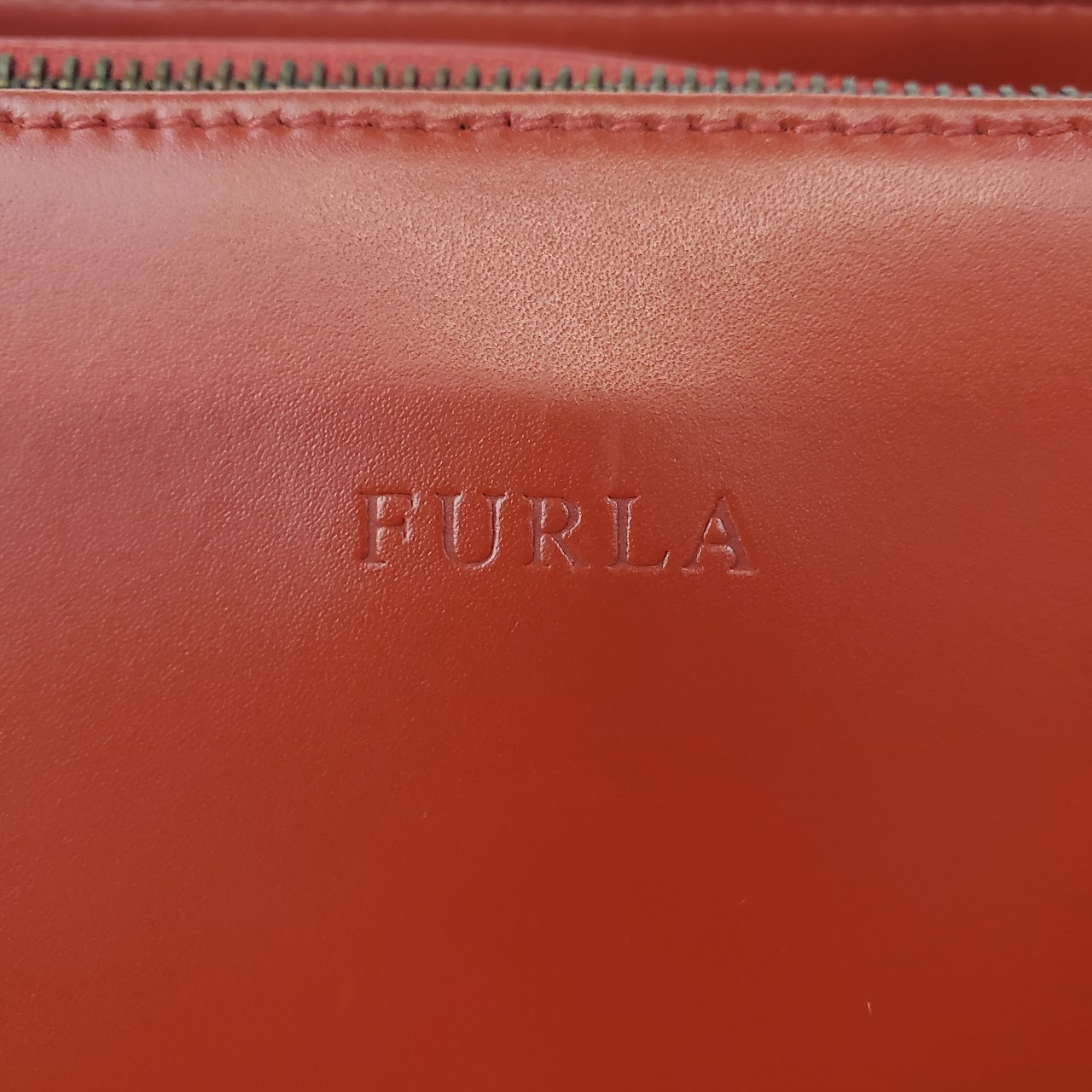 Furla Brick Red Structured Tote