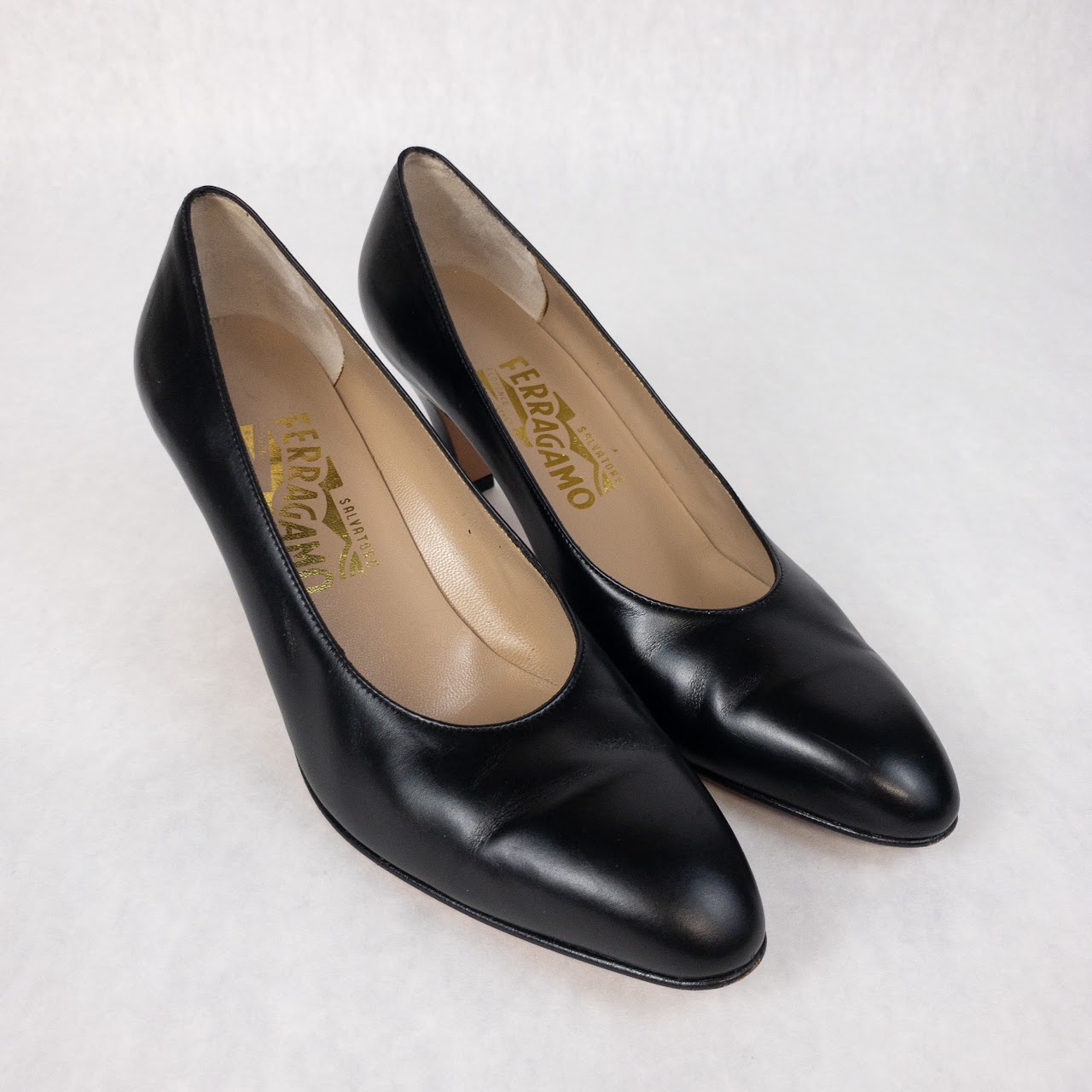 Salvatore Ferragamo Black Leather Pumps