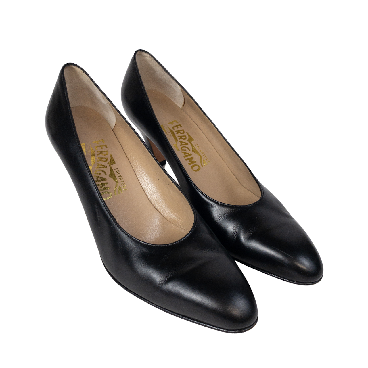 Salvatore Ferragamo Black Leather Pumps