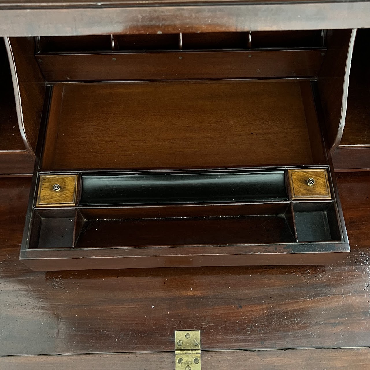 George III Style Inlaid Mahogany Bureau Bookcase Secretary Desk