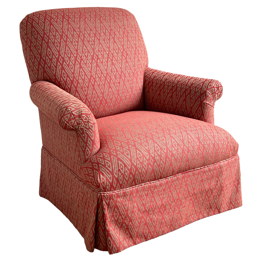 Custom Diamond Jacquard Upholstered Armchair