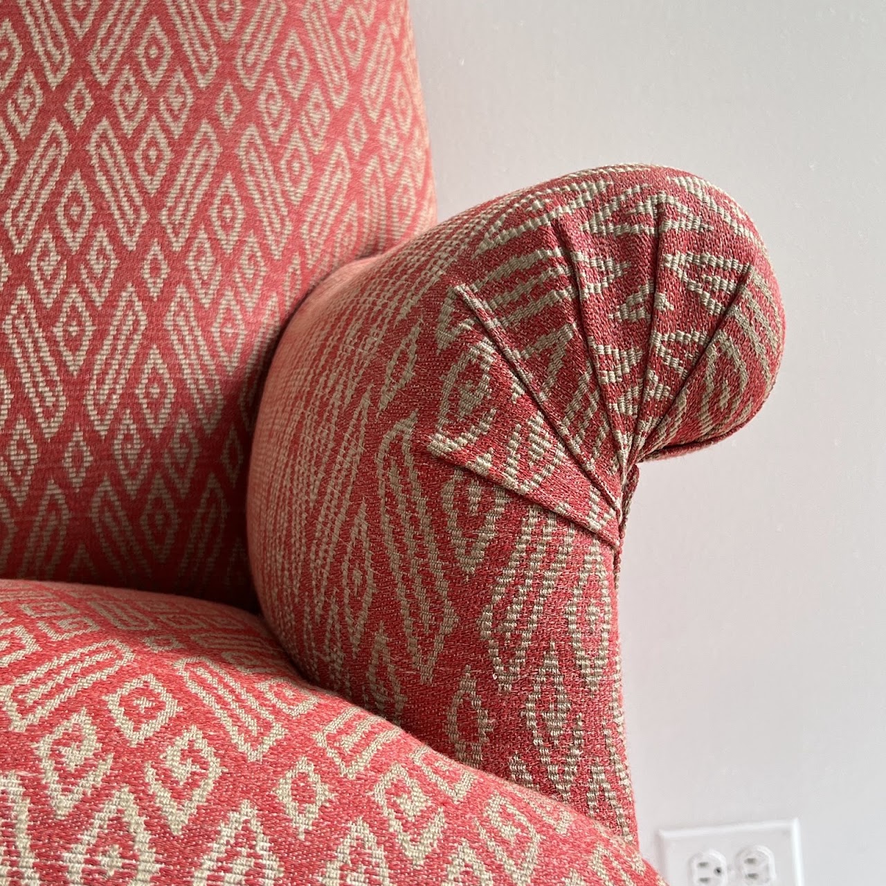 Custom Diamond Jacquard Upholstered Armchair