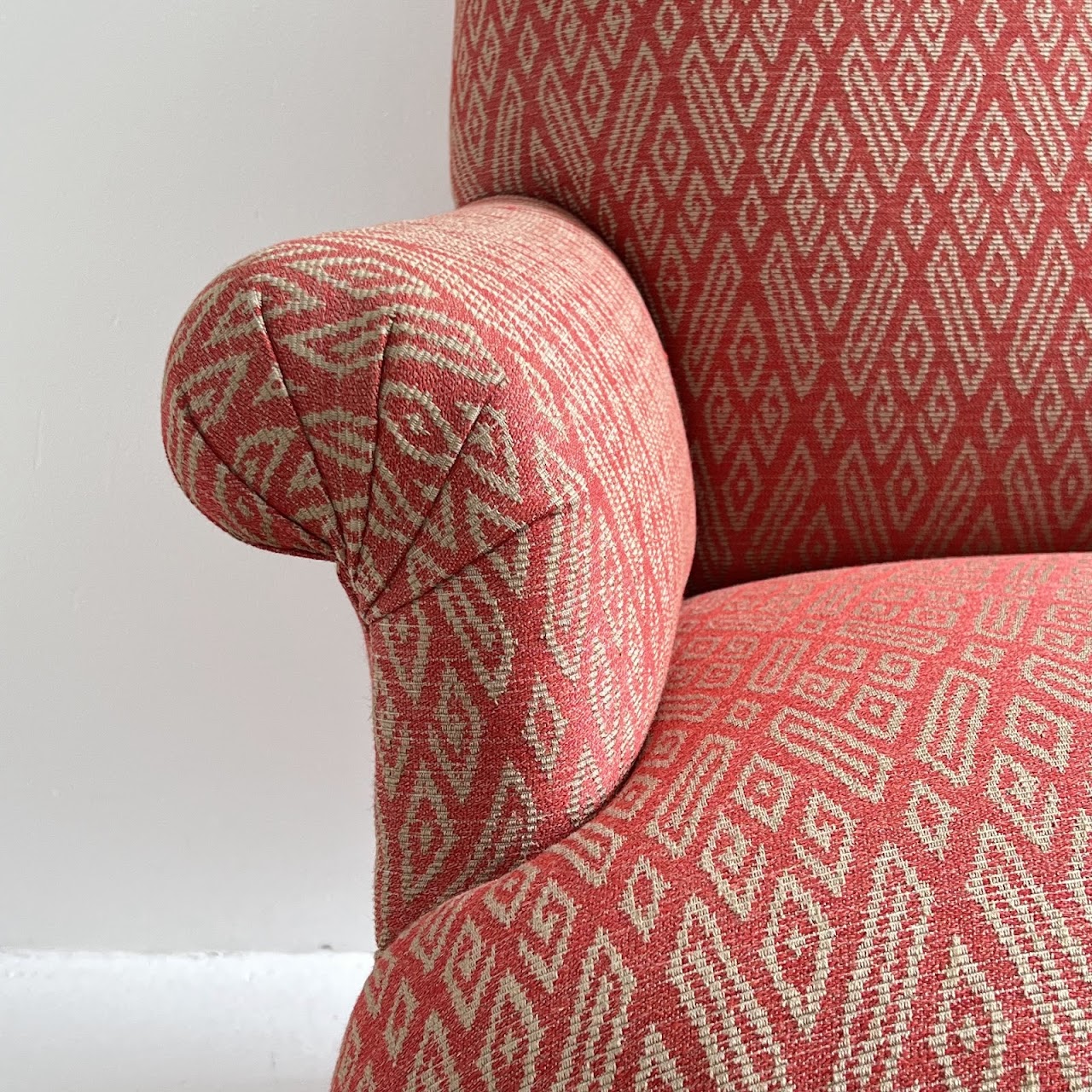 Custom Diamond Jacquard Upholstered Armchair