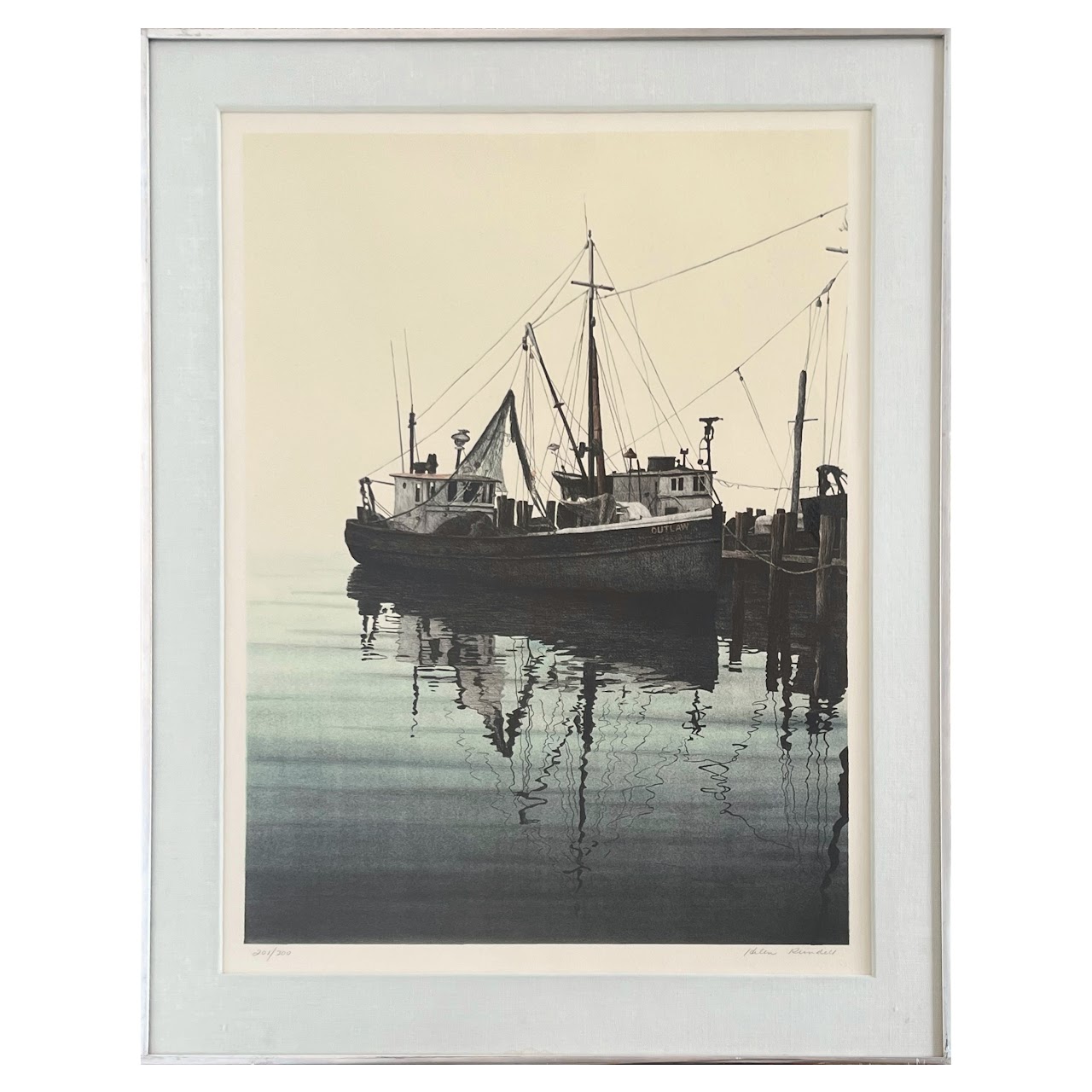 Helen Rundell 'Early Morning on Greenport' Signed Lithograph