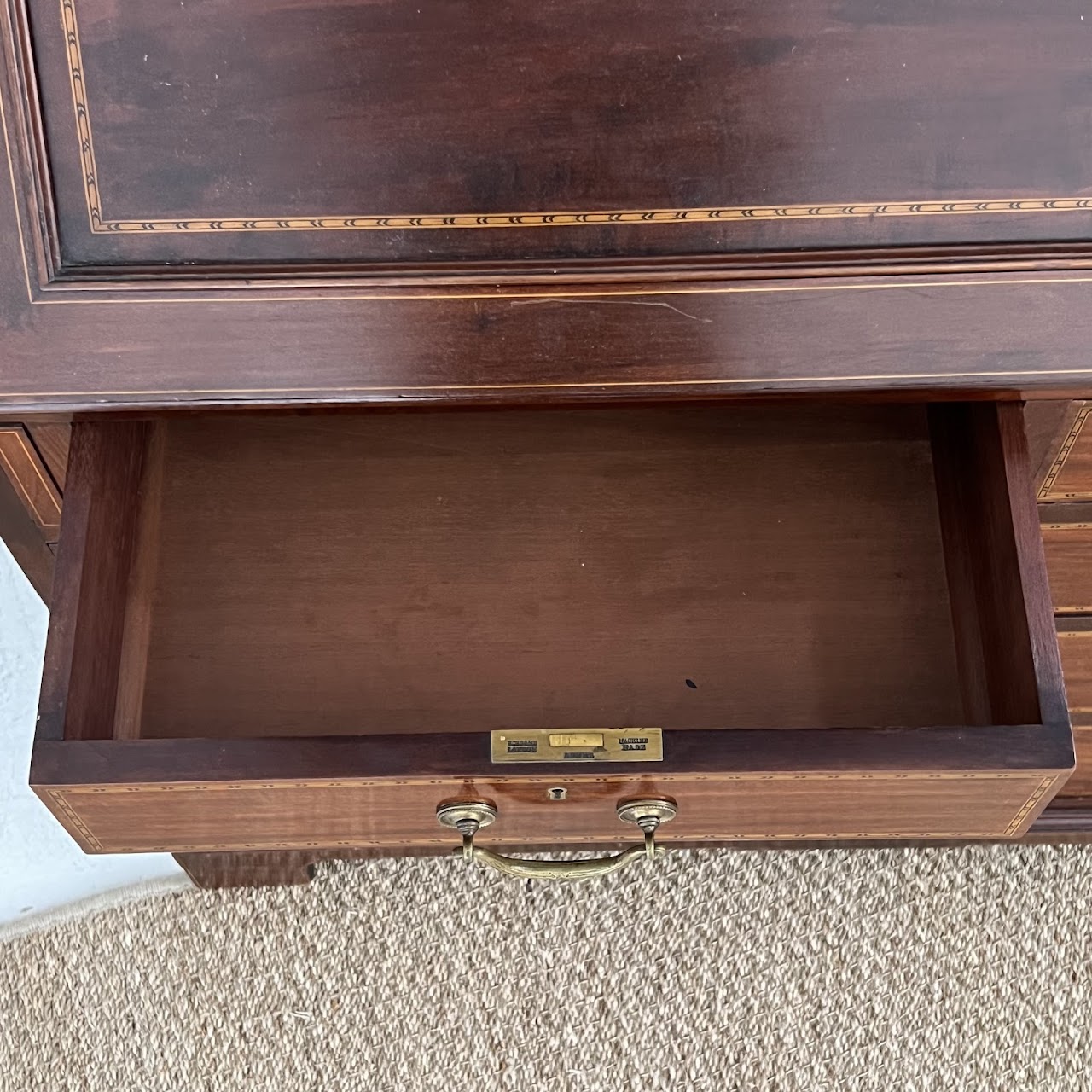 George III Style Inlaid Mahogany Bureau Bookcase Secretary Desk