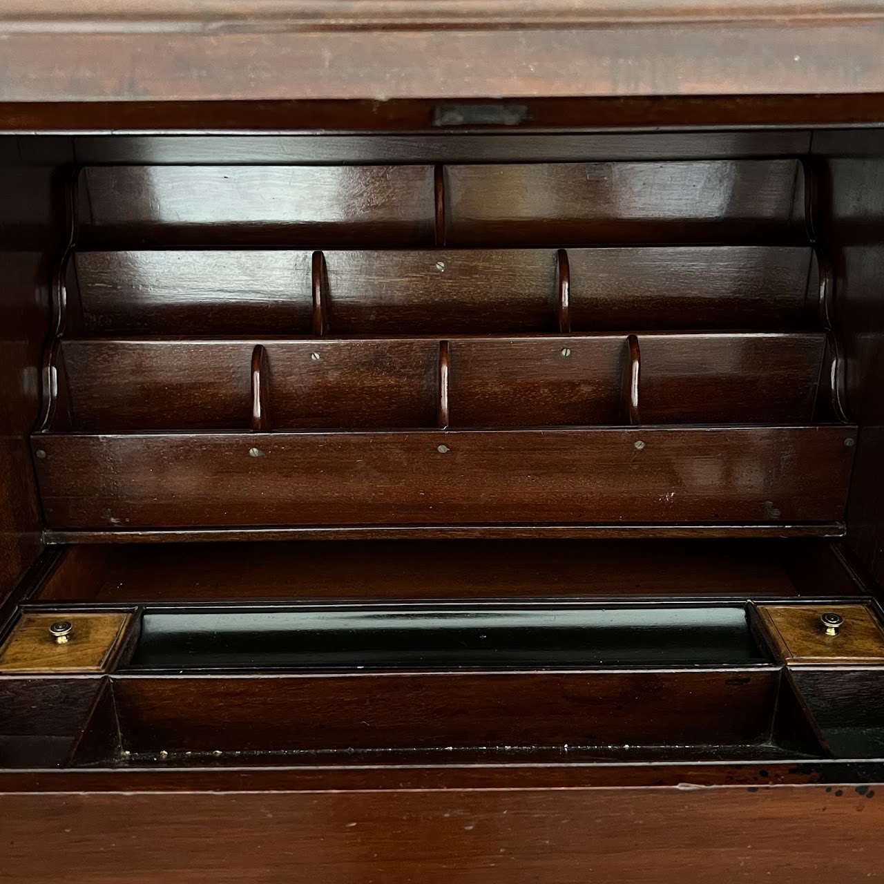 George III Style Inlaid Mahogany Bureau Bookcase Secretary Desk