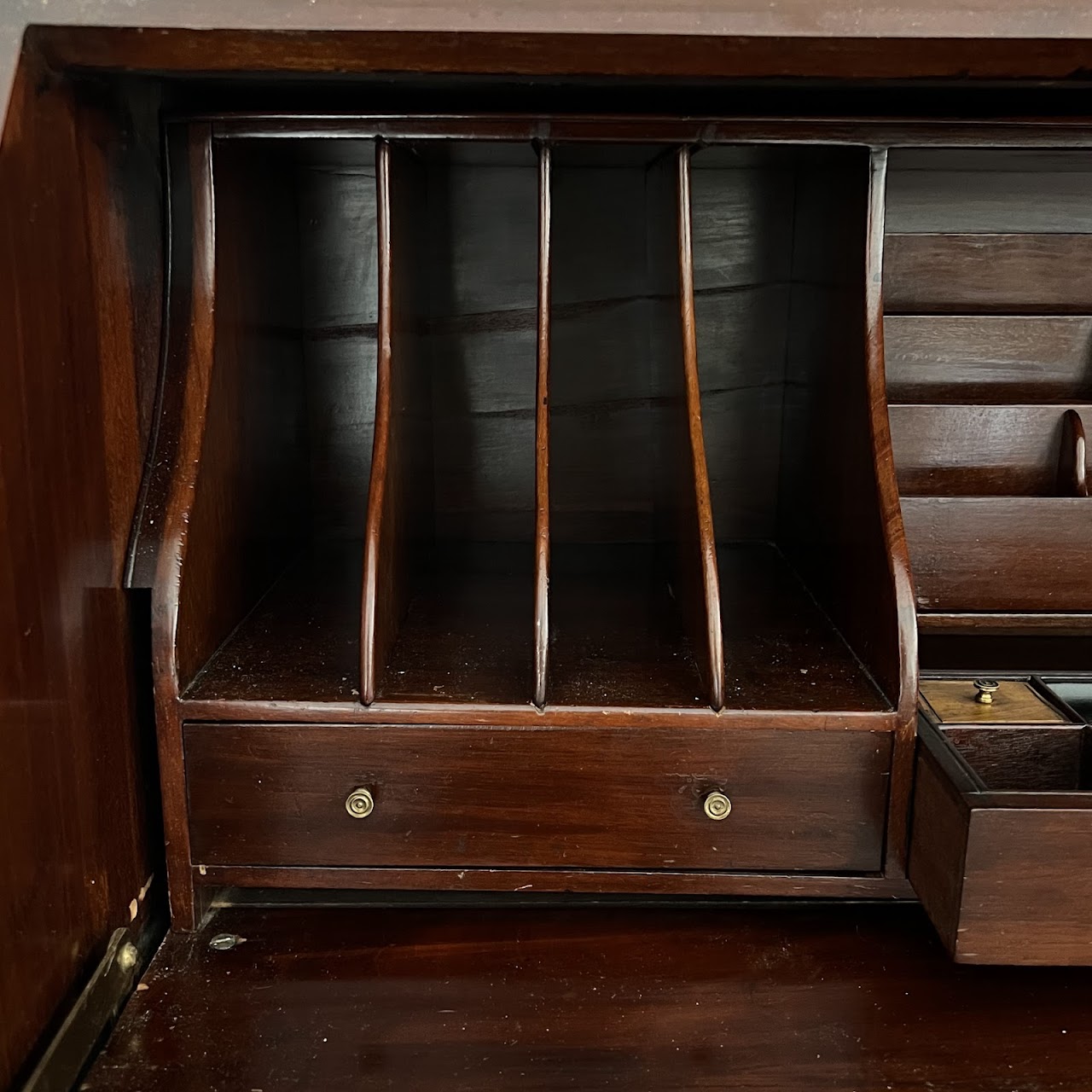 George III Style Inlaid Mahogany Bureau Bookcase Secretary Desk