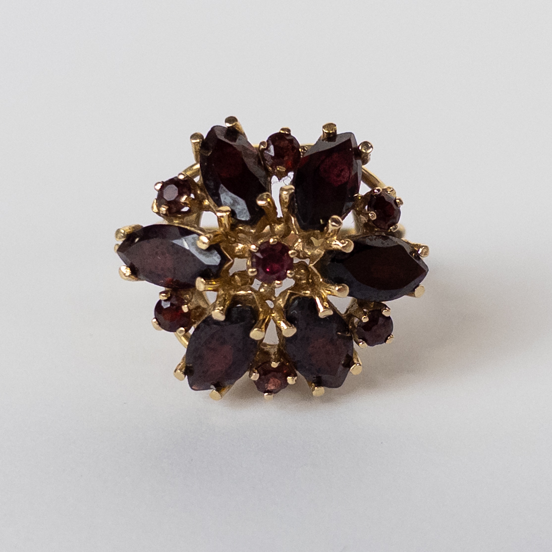 14K Gold and Garnet Antique Cocktail Ring