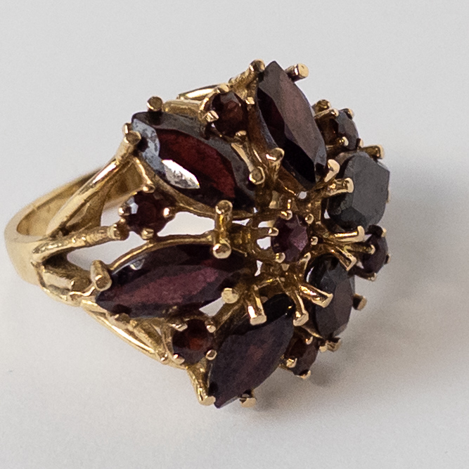 14K Gold and Garnet Antique Cocktail Ring