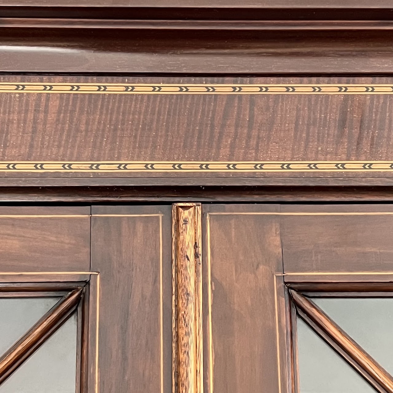 George III Style Inlaid Mahogany Bureau Bookcase Secretary Desk