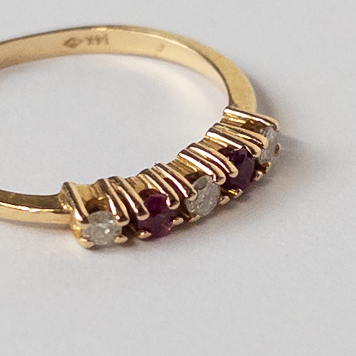 14K Gold, Diamond and Ruby Ring