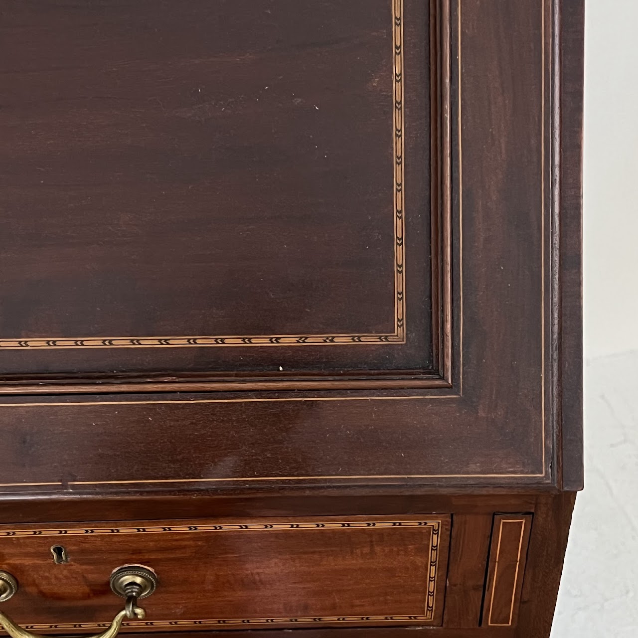 George III Style Inlaid Mahogany Bureau Bookcase Secretary Desk