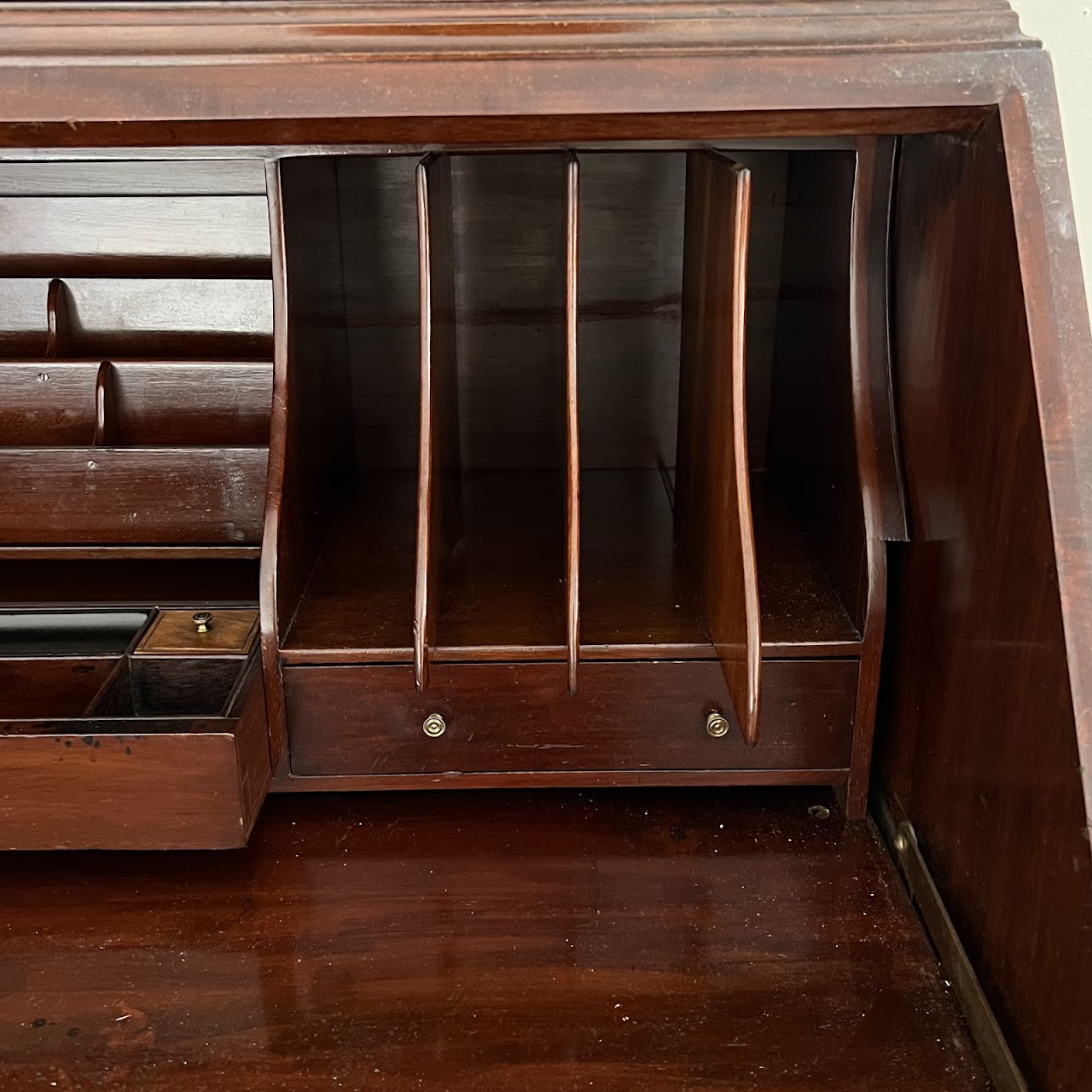 George III Style Inlaid Mahogany Bureau Bookcase Secretary Desk