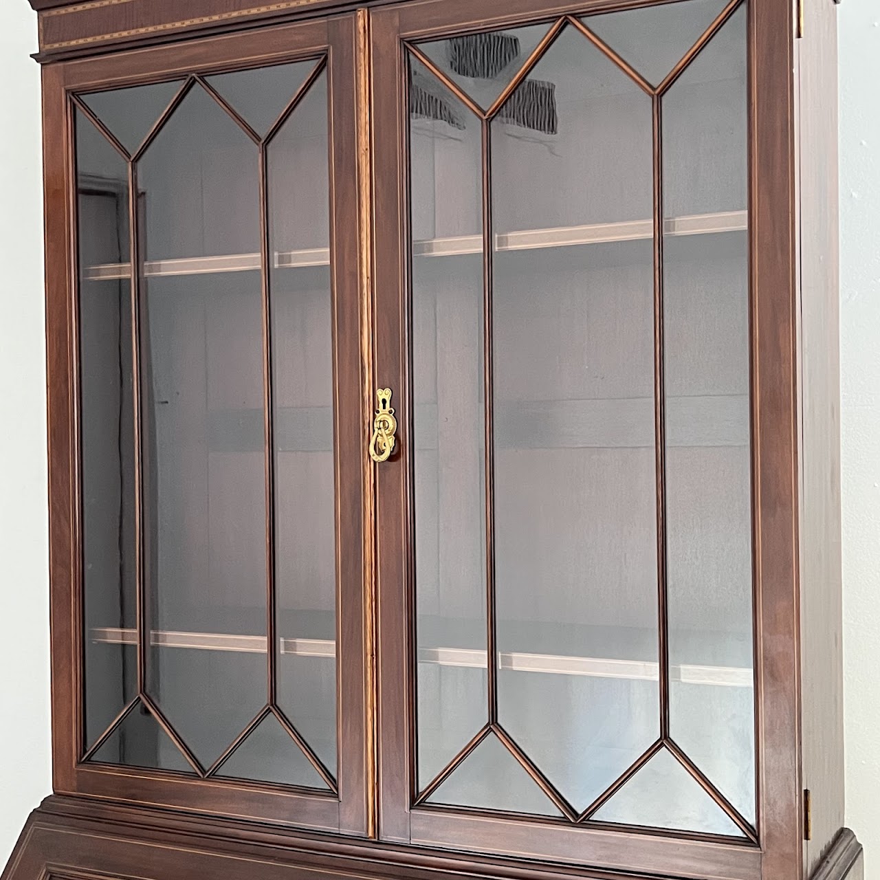 George III Style Inlaid Mahogany Bureau Bookcase Secretary Desk