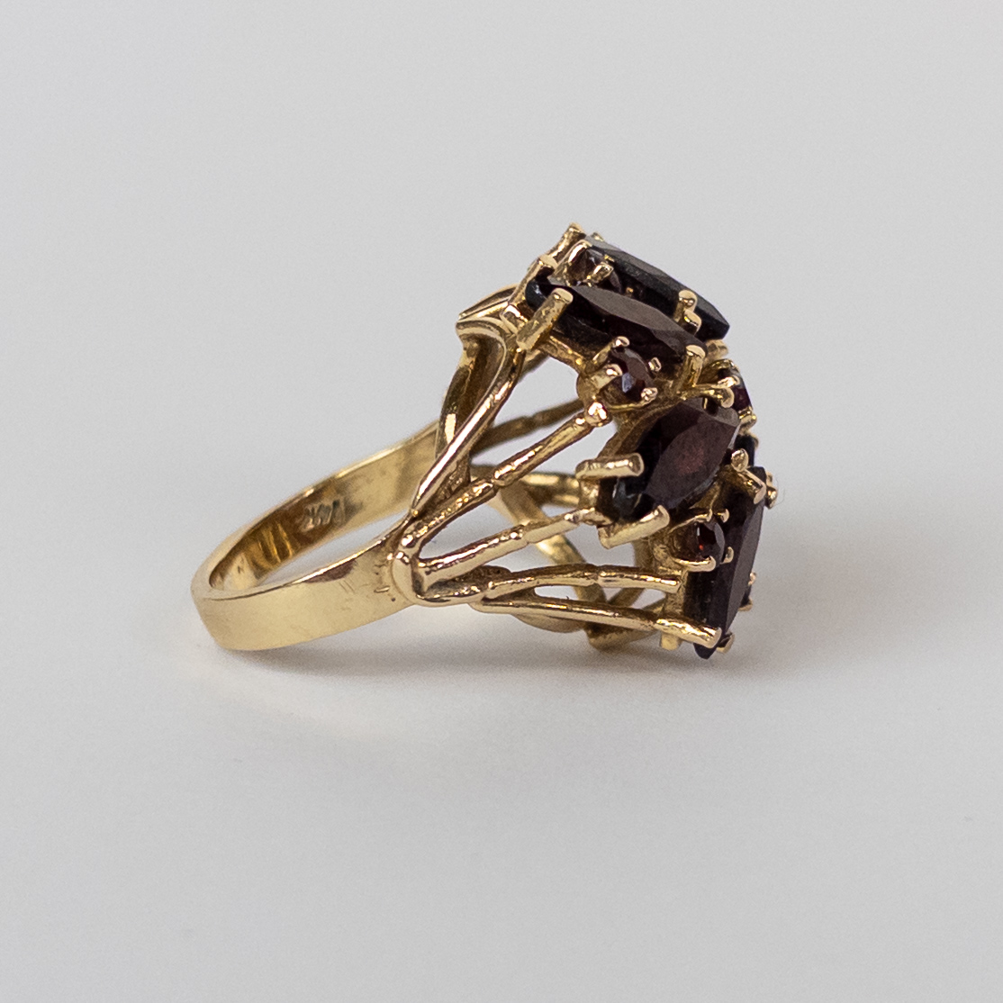 14K Gold and Garnet Antique Cocktail Ring