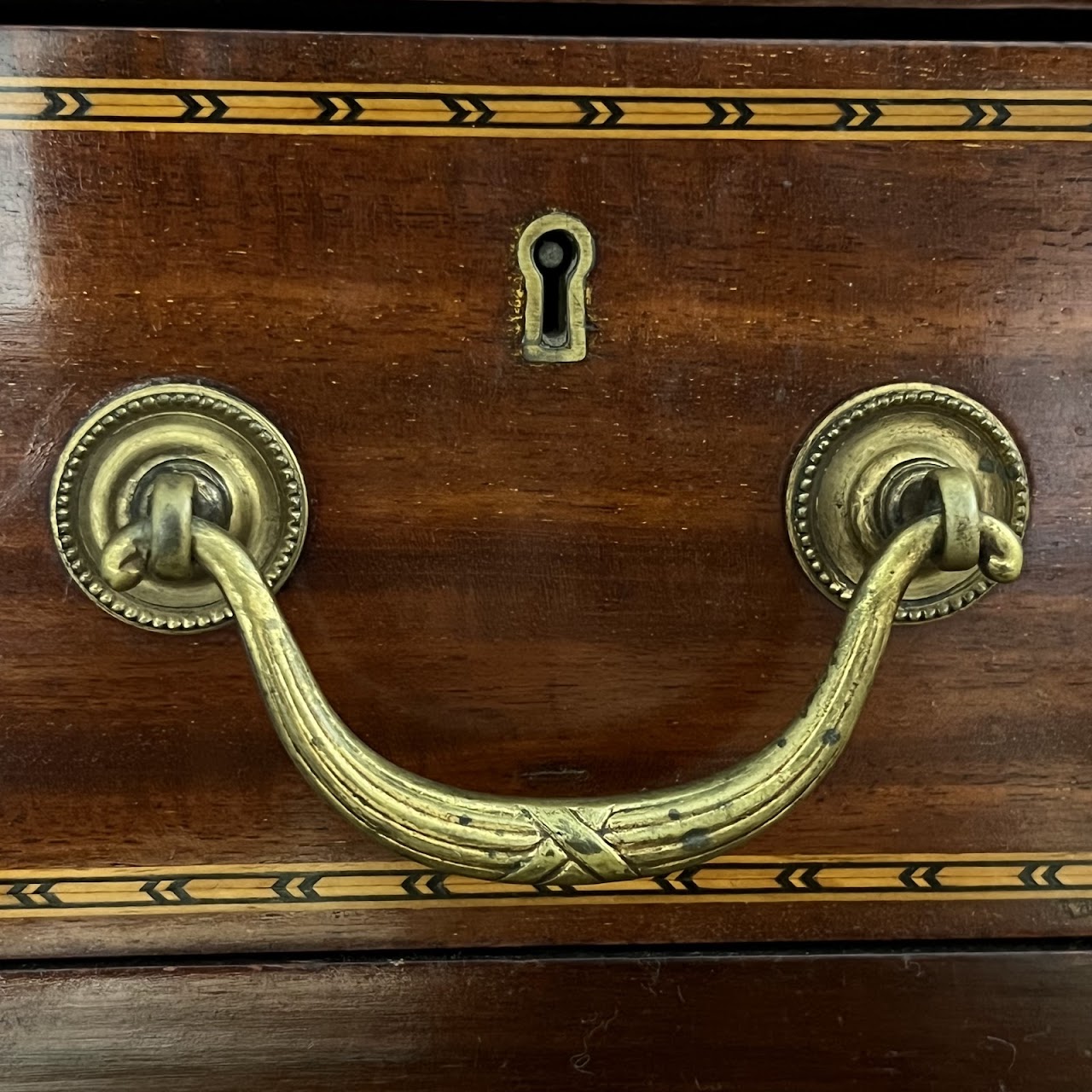 George III Style Inlaid Mahogany Bureau Bookcase Secretary Desk