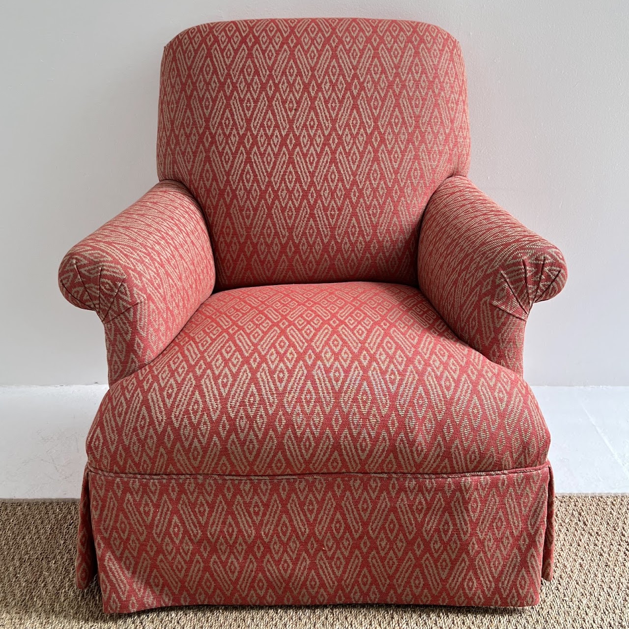 Custom Diamond Jacquard Upholstered Armchair