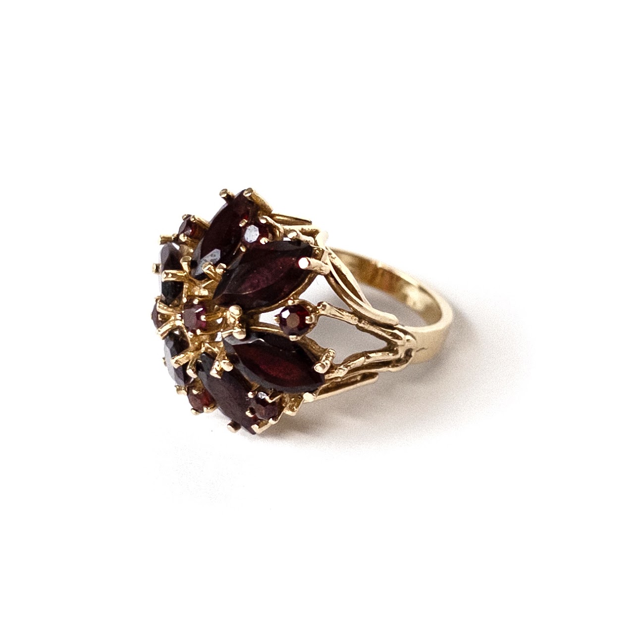 14K Gold and Garnet Antique Cocktail Ring