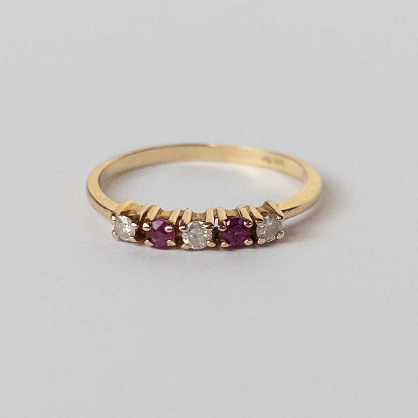 14K Gold, Diamond and Ruby Ring