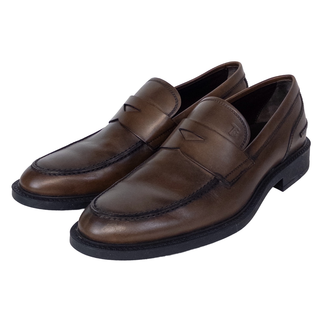 Tod's Chestnut Leather Penny Loafers