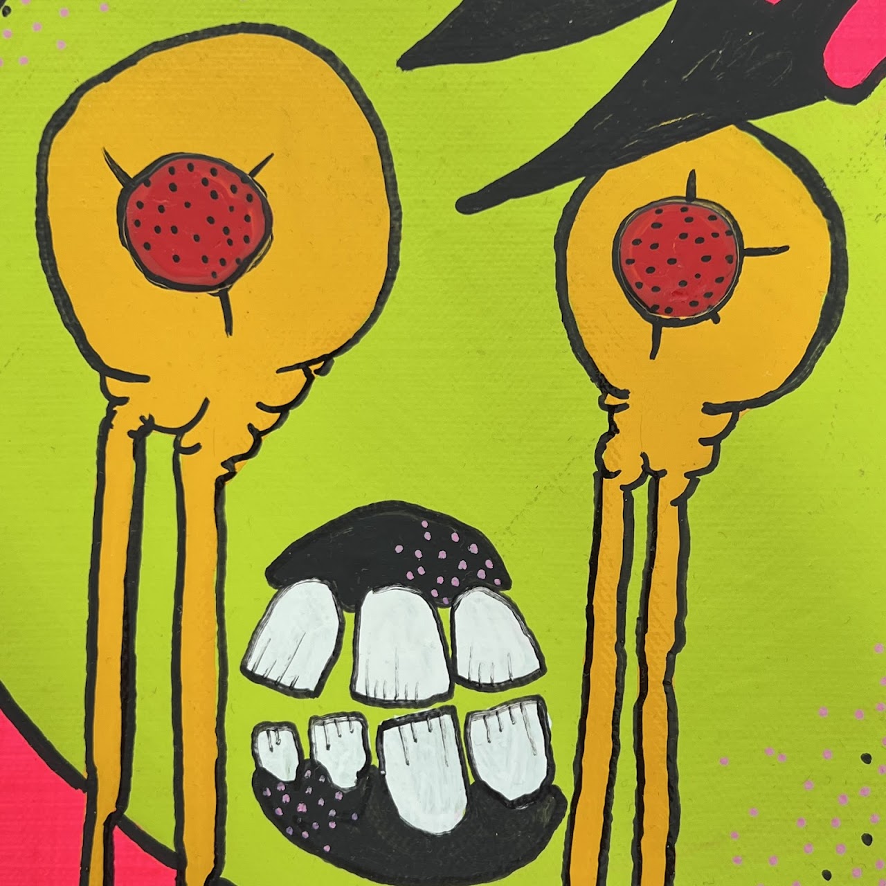 Jelly Baby Signed Halloween Monster Painting Pair