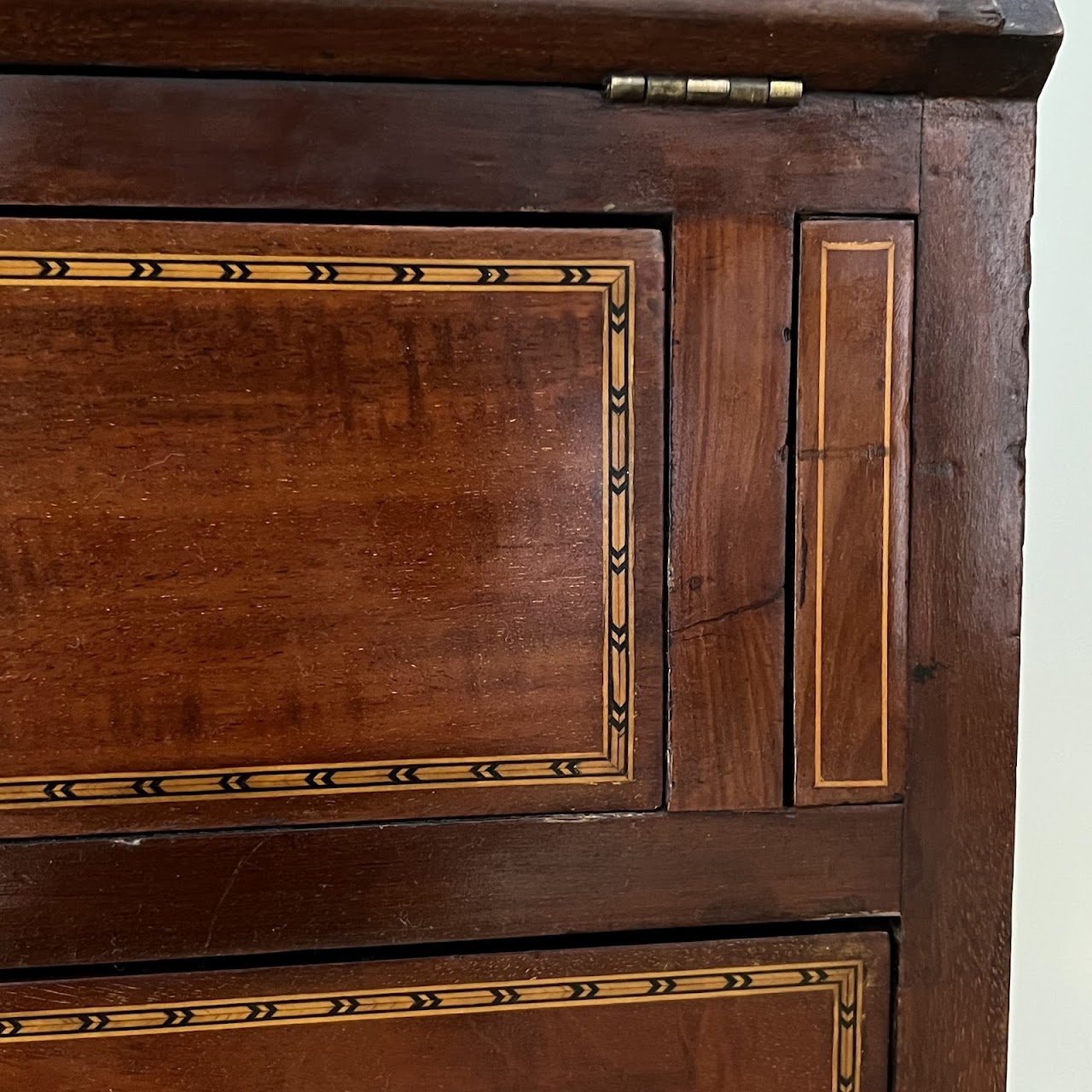 George III Style Inlaid Mahogany Bureau Bookcase Secretary Desk