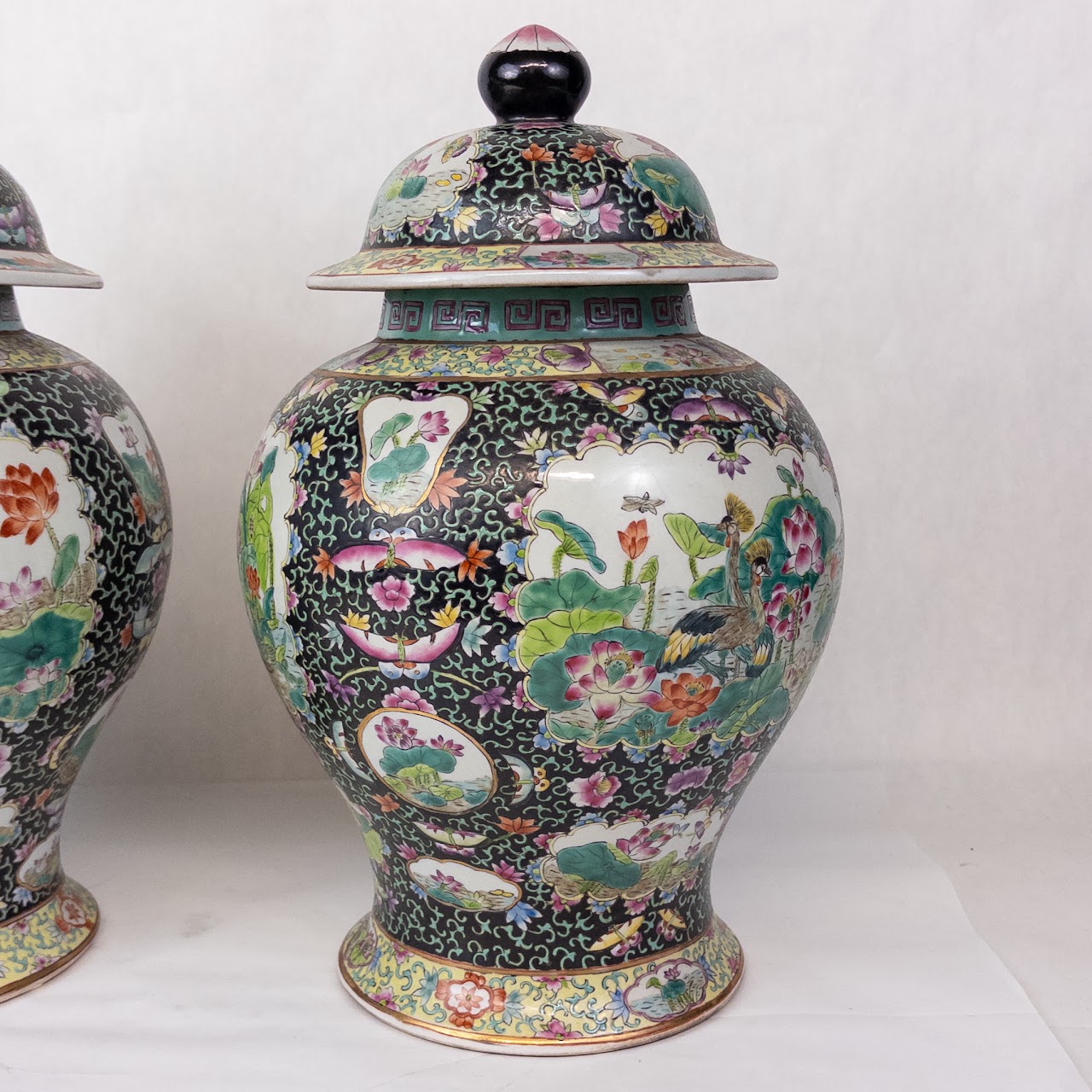 Chinese Export Porcelain Temple Jar Pair