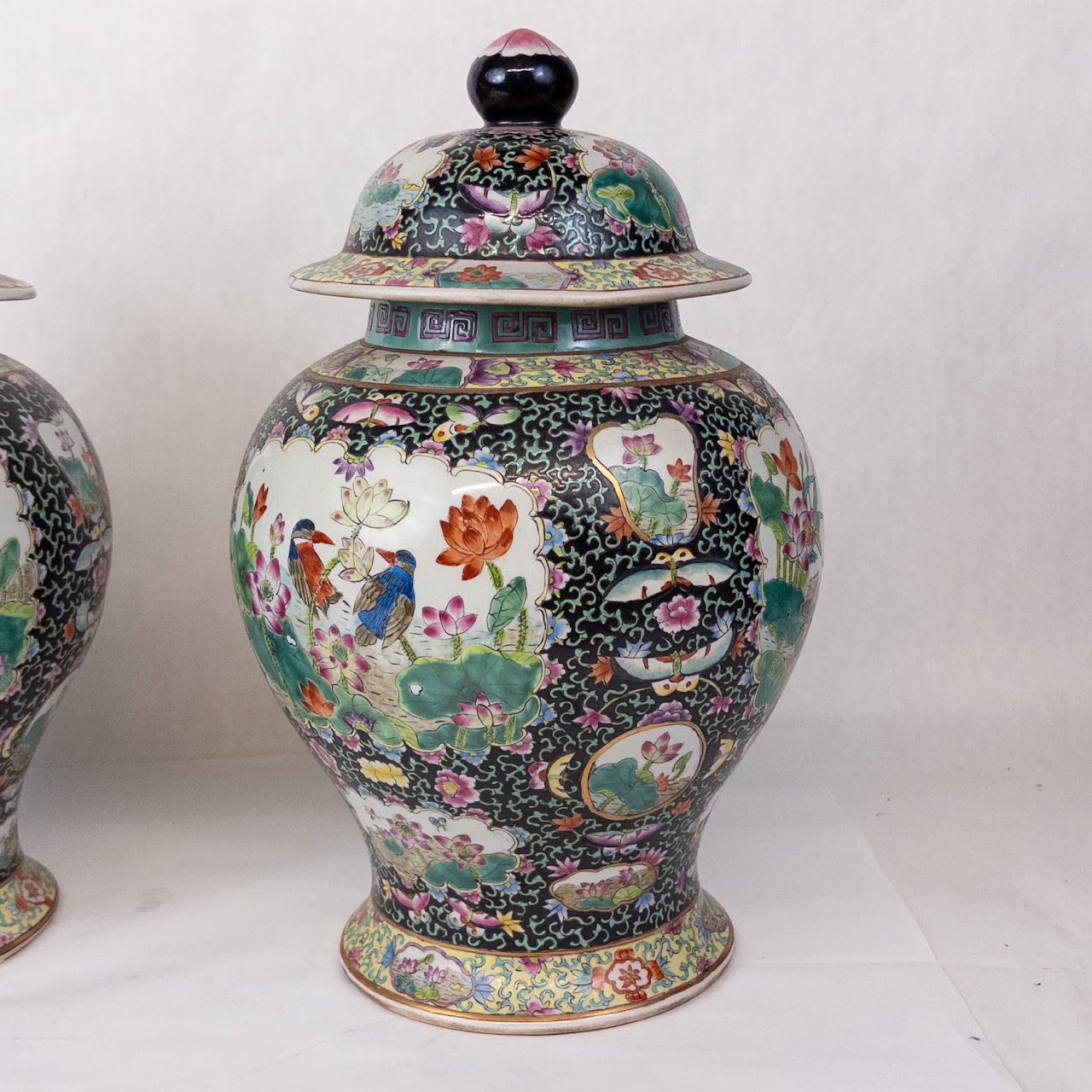 Chinese Export Porcelain Temple Jar Pair