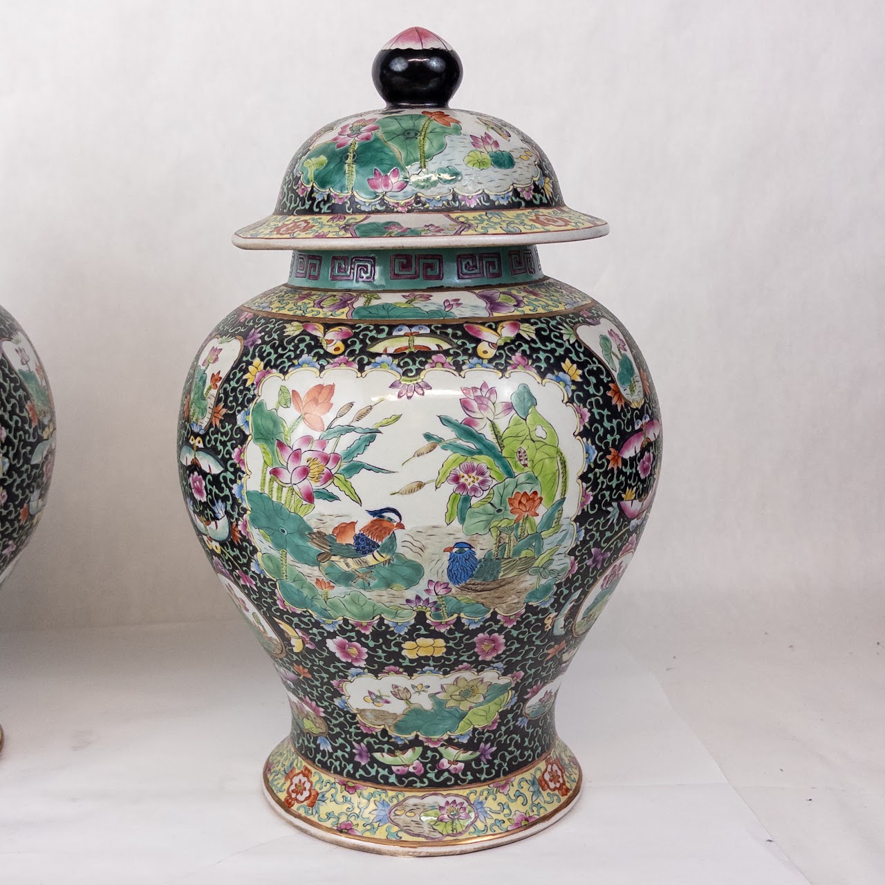 Chinese Export Porcelain Temple Jar Pair