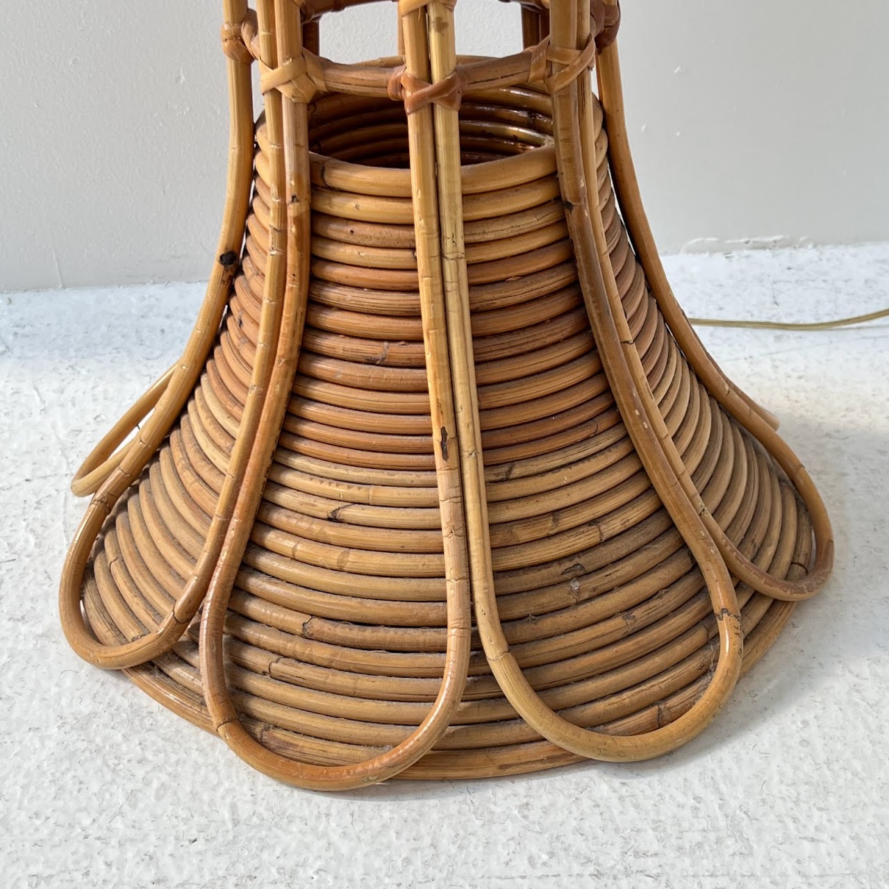 Vintage Stacked Bamboo & Rattan Floor Lamp