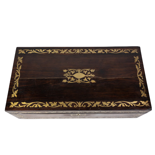 Rosewood  & Brass Inlay Travelling Desk