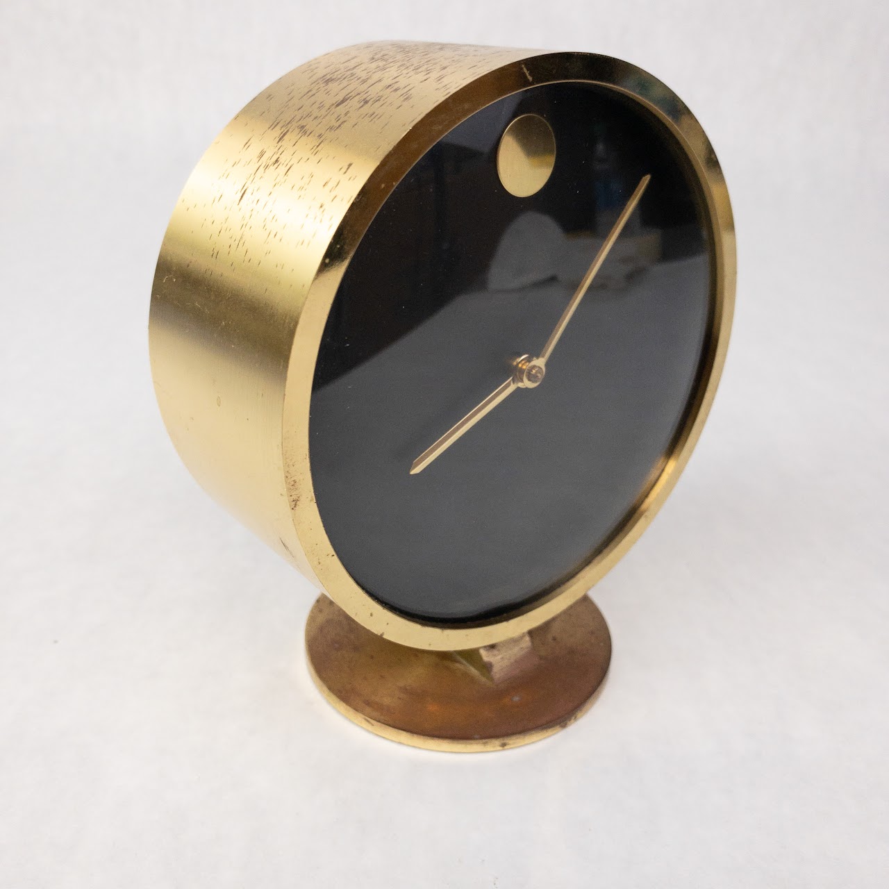 Vintage Nathan George Horwitt for Howard Miller Brass Desk Clock