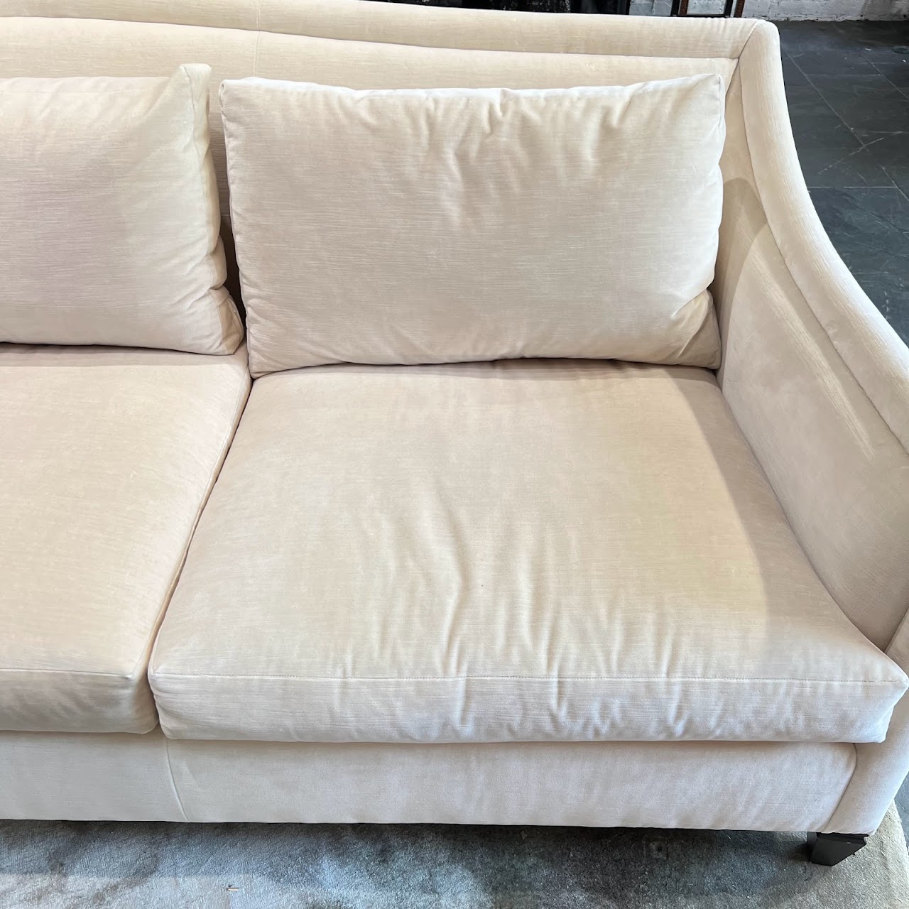 Regency Style Cream Velvet Sofa