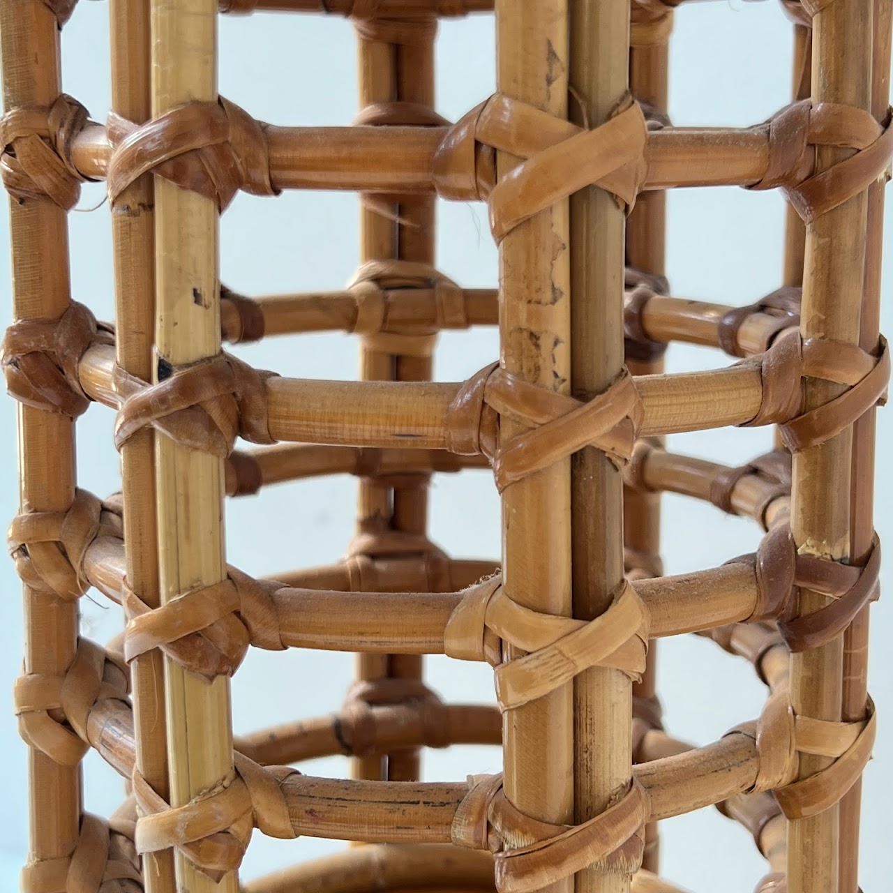 Vintage Stacked Bamboo & Rattan Floor Lamp