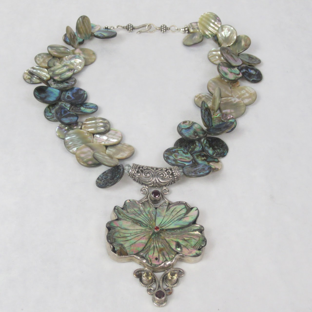 Sterling Silver & Abalone Statement Necklace