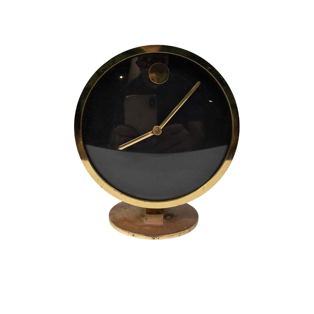 Vintage Nathan George Horwitt for Howard Miller Brass Desk Clock