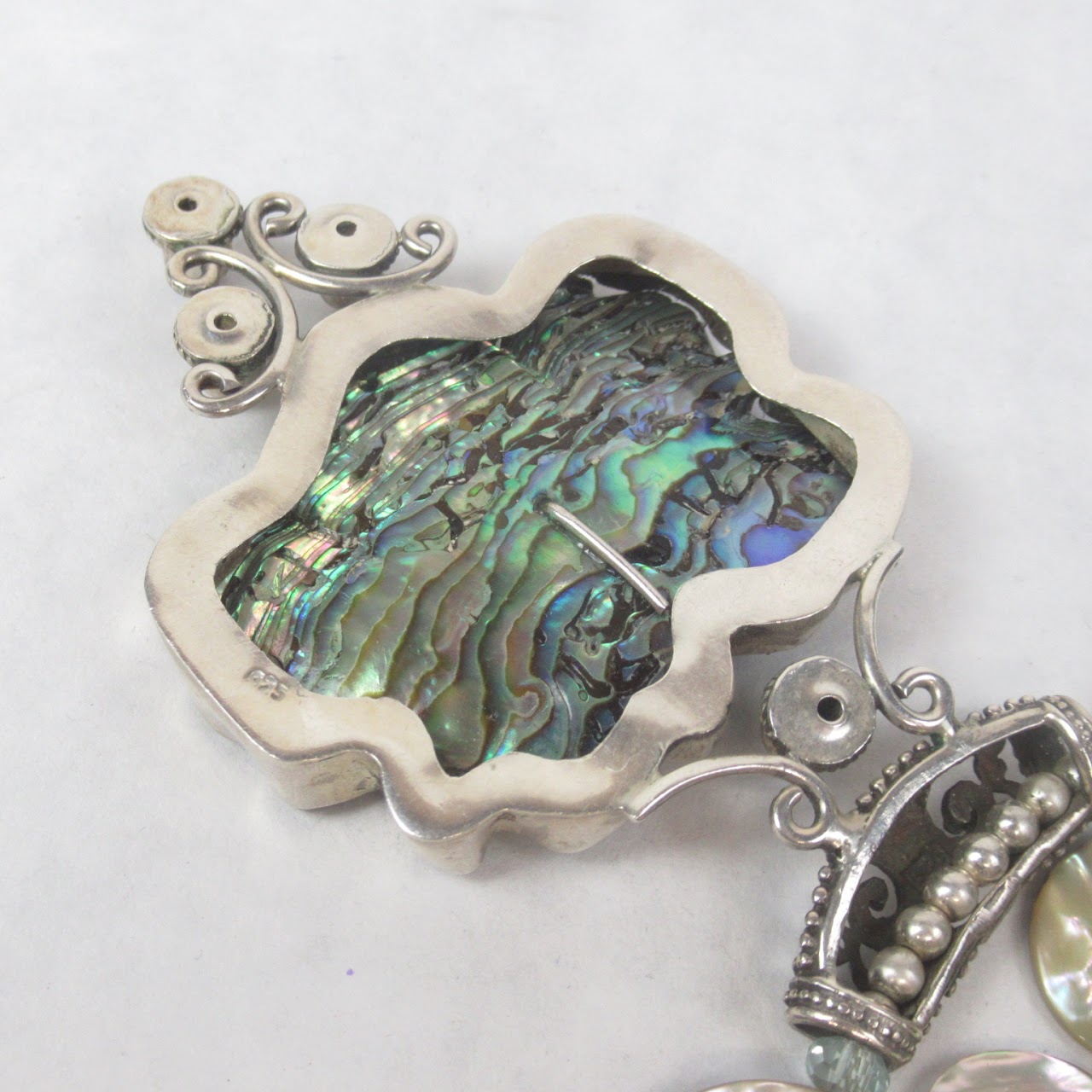 Sterling Silver & Abalone Statement Necklace