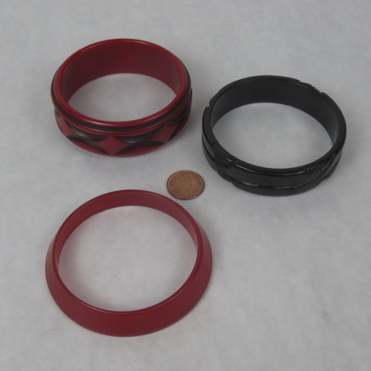 Set Of Three Flat Bakelite Bangles