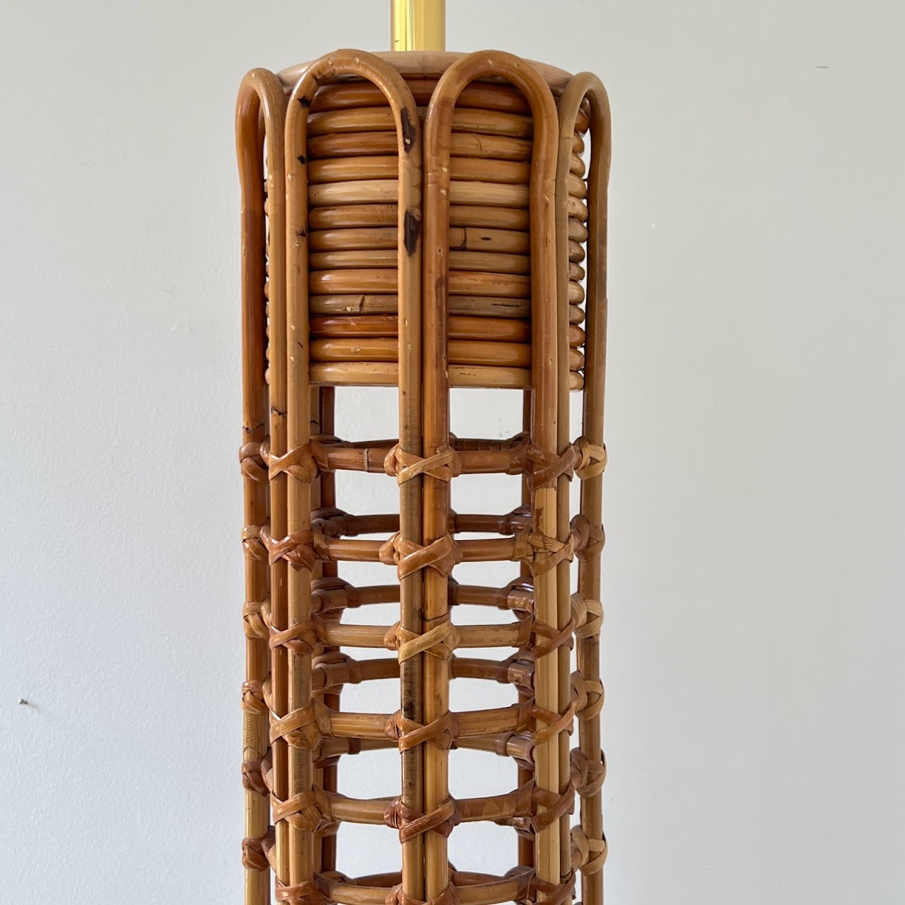 Vintage Stacked Bamboo & Rattan Floor Lamp