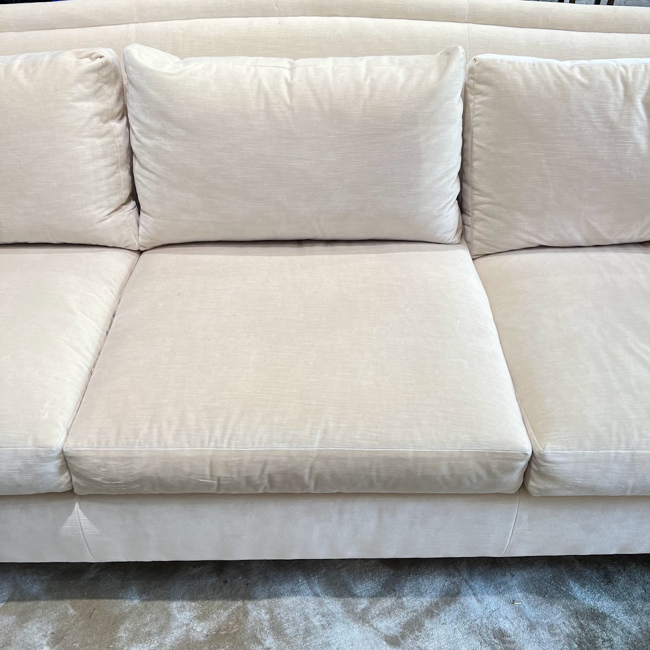 Regency Style Cream Velvet Sofa