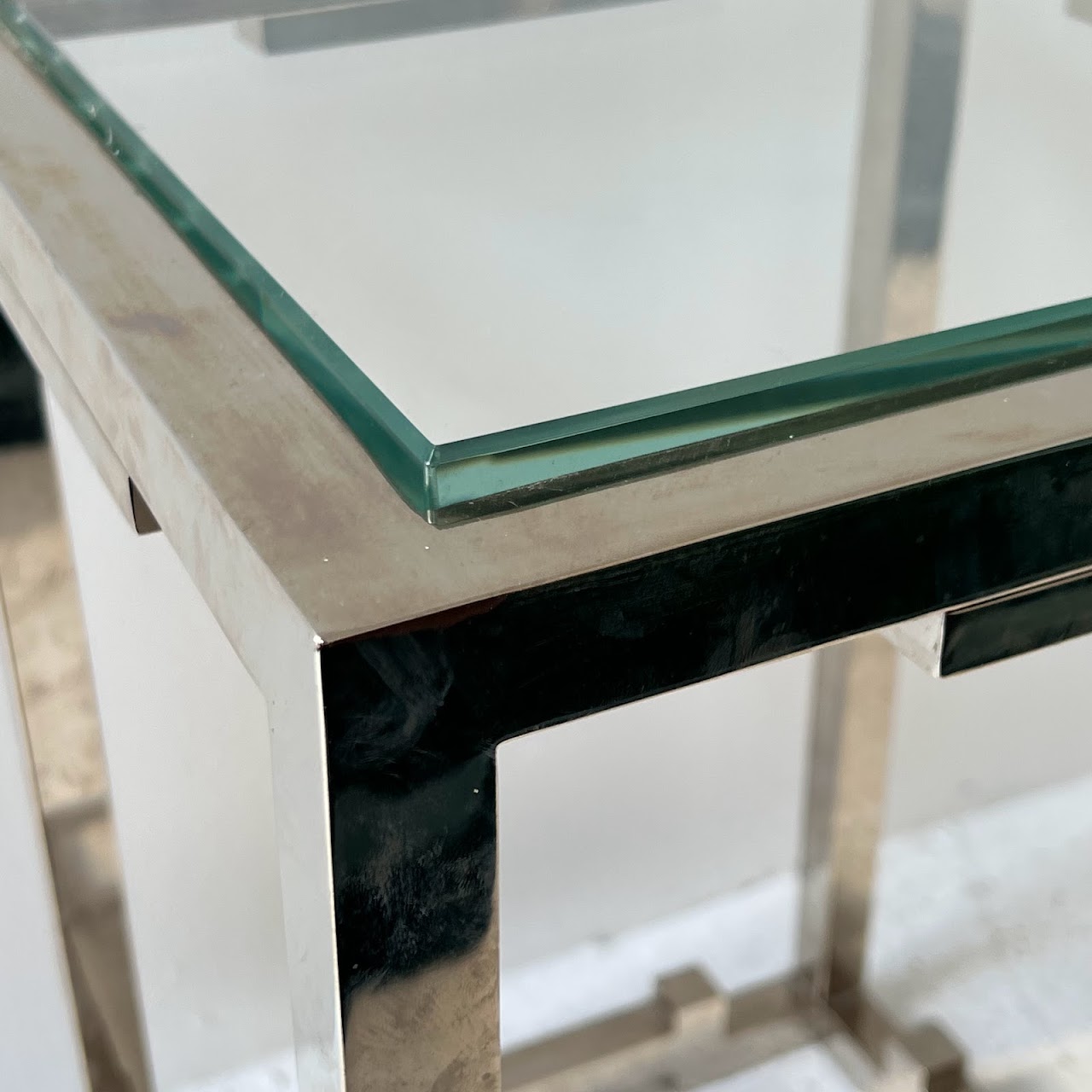 Chrome & Plate Glass Accent Table