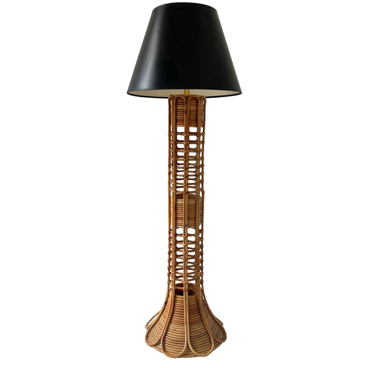 Vintage Stacked Bamboo & Rattan Floor Lamp