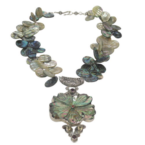 Sterling Silver & Abalone Statement Necklace