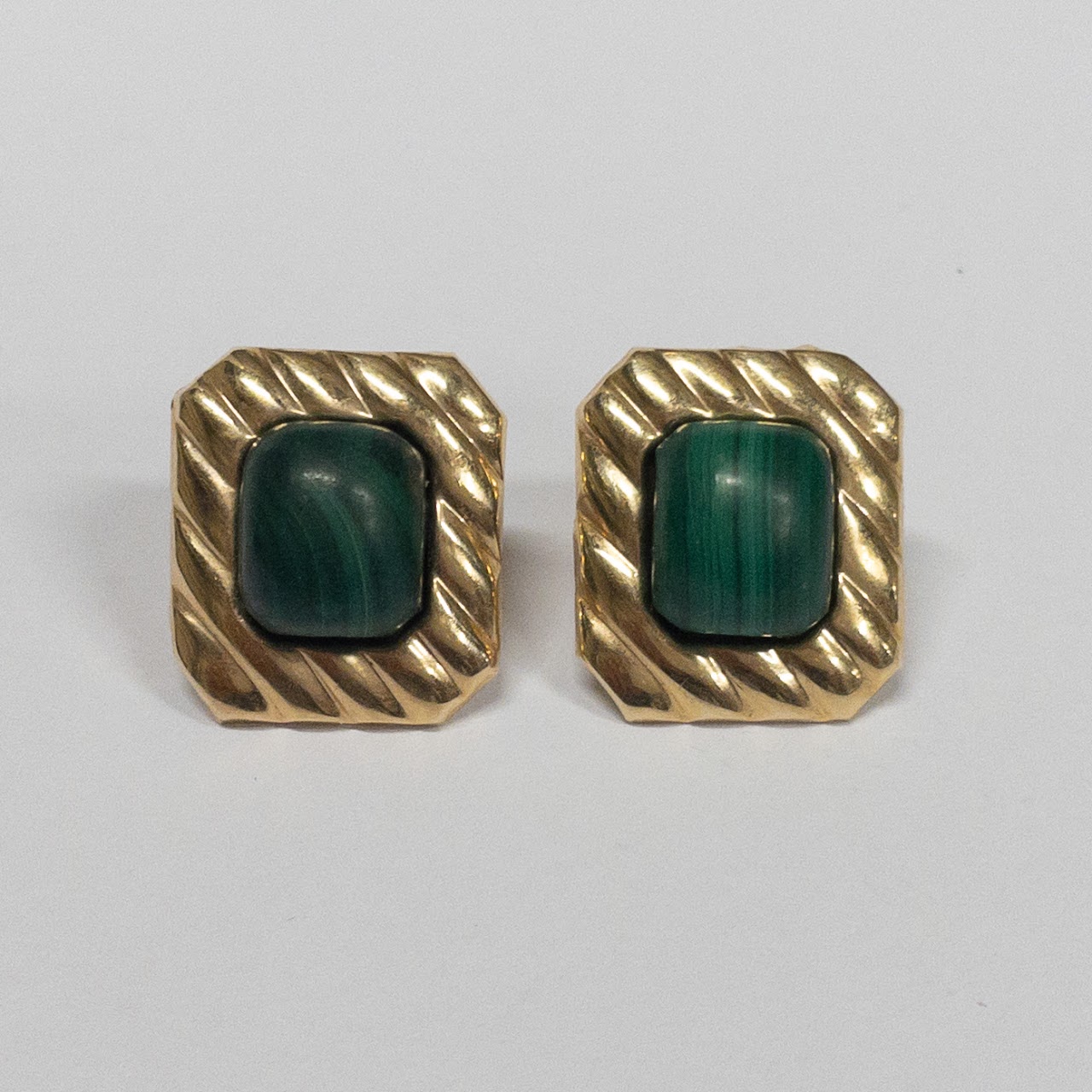 14K Gold and Malachite Earrings