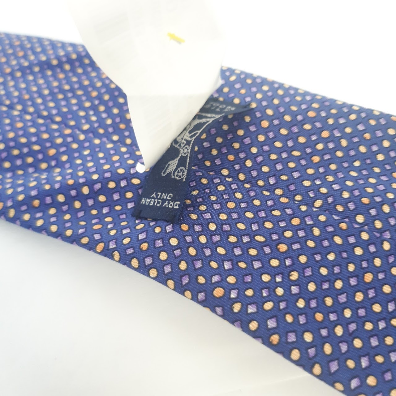 Hermès Blue Polka Dot Silk Tie